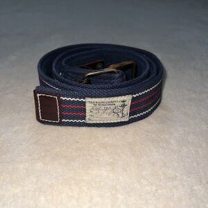 Vintage Polo Ralph Lauren Webbing Belt Navy 48” Blue/Red Military Merchant Y2K